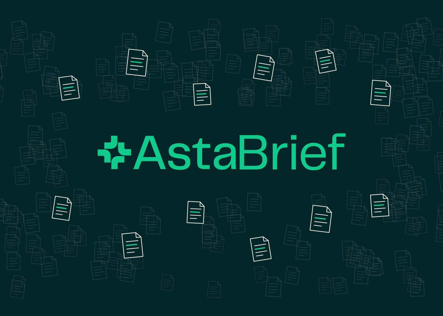 Arte oficial do AstaBrief com o nome do modelo cercado por ícones de documentos.