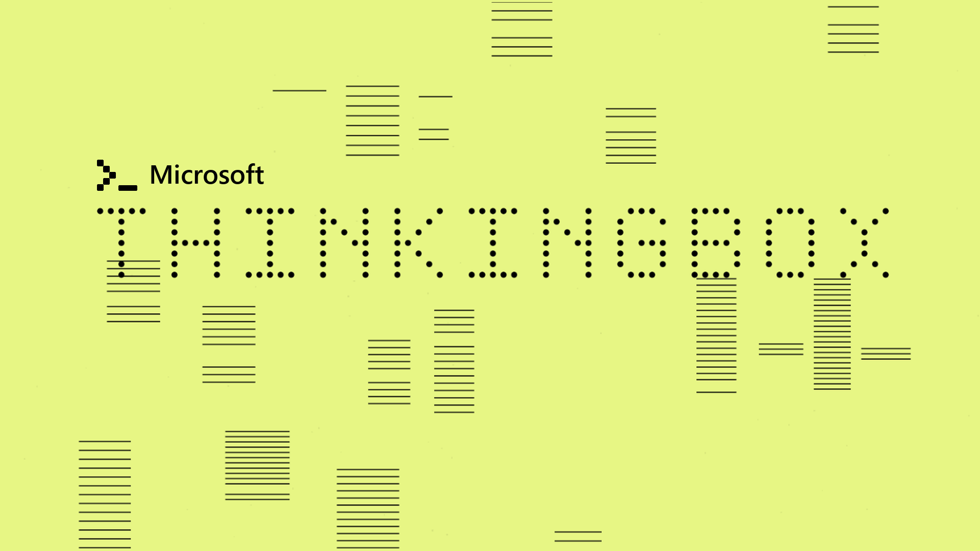 Arte oficial do Microsoft ThinkingBox com o nome da ferramenta sobre fundo verde claro.